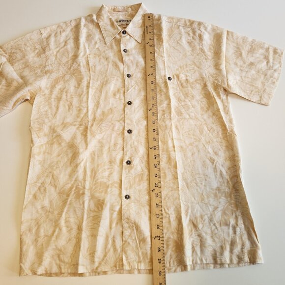 Campia Moda Hawaiian Shirt Rayon Tropical Beach Beige Button Up Medium NEW NWOT - Picture 9 of 10
